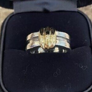 Tiffany & Co Vintage Atlas Ring Sterling Silver 18kt Gold Ring --- SZ 6